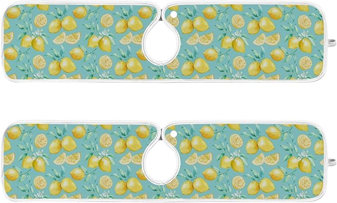 Kitchen Faucet Absorbent Mat,Lemon Fruit Summer Water Splash Guard for Sink, Faucet Drip Catcher Thicken Sponge Microfiber Faucet Water Catcher Mat Sink Absorbent Mat for Kitchen 30x5in 2 Pack