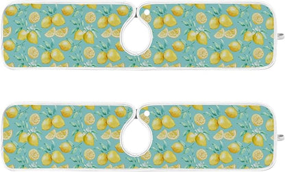 Kitchen Faucet Absorbent Mat,Lemon Fruit Summer Water Splash Guard for Sink, Faucet Drip Catcher Thicken Sponge Microfiber Faucet Water Catcher Mat Sink Absorbent Mat for Kitchen 30x5in 2 Pack
