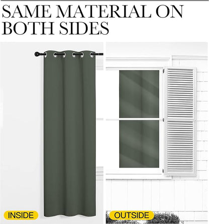 NICETOWN Thermal Curtains for Kids Room, Window Treatment Thermal Insulated Solid Grommet Blackout Drape Panels for Bedroom (Dark Mallard, Set of 2, 34 by 84 inches)