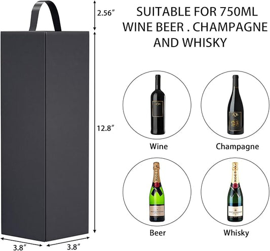 Wine Gift Boxes 12.8x3.8x3.8 in,Bottle Gift Boxes For Liquor Presents,For Wine and Champagne,Magnetic Collapsible Gift Box Wine Bottle Gift Packaging for Weddings,Anniversaries, Parties (Black/5PCS)