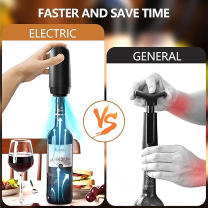 Electric Wine Saver Pump with 4 Reusable Vacuum Wine Stoppers, Rechargeable Automatic Wine Bottle Sealer for Keeps Wine Fresh, Gifts for the Elderly and Arthritis Sufferers