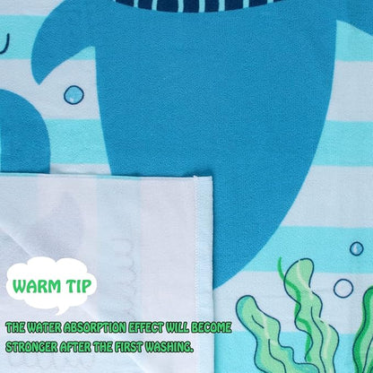 NovForth Kids Beach Towel for Boys Girls, Hooded Bath Towel Wrap, Toddler Pool Towel with Hood