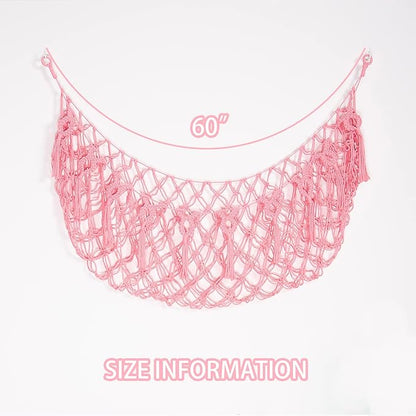 Stuffed Animal Net or Hammock Wall Hanging Net for Stuffed Animal Storage Macrame Toy Display Plush Toy Holder Soft Toy organizer for Nurery Baby Bedroom Playroom-Pink