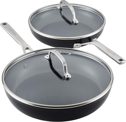 KitchenAid Hard Anodized Induction Nonstick Frying Pans/Skillet Set, 4 Piece - Matte Black