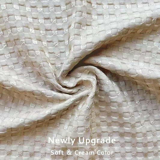 MIYE Pleated Waffle Weave Bed Skirt, Tailored Dust Ruffle 14 Inch Drop Easy Fit, Machine Washable (Cream, King - 14" Drop)