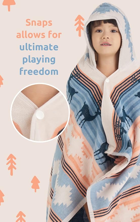 BANGSAUR Christmas Bath Towel, Kids Toddler Hooded Beach Towels, Boys Girls Gift 100% Cotton 50"x30" Robe Wrap,3-12 Years(Christmas Classic)