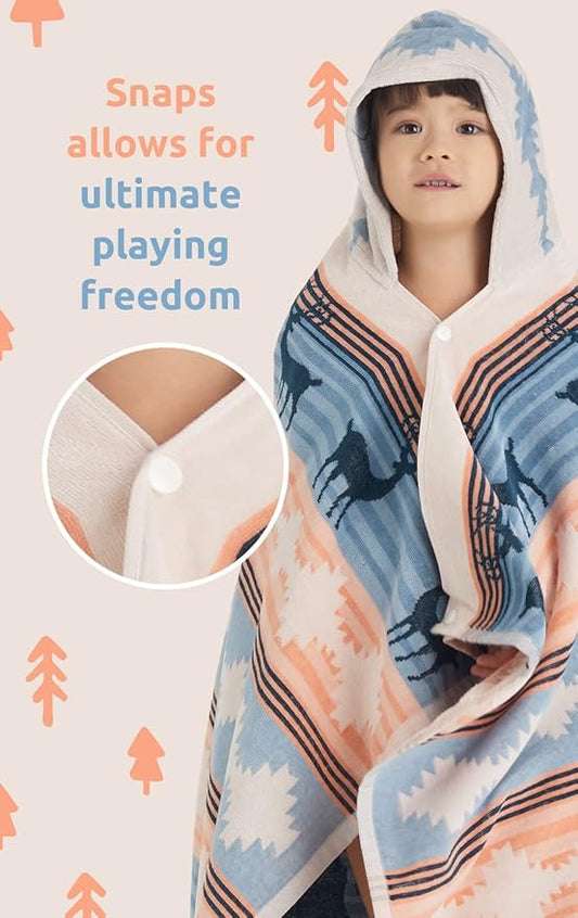BANGSAUR Christmas Bath Towel, Kids Toddler Hooded Beach Towels, Boys Girls Gift 100% Cotton 50"x30" Robe Wrap,3-12 Years(Christmas Classic)