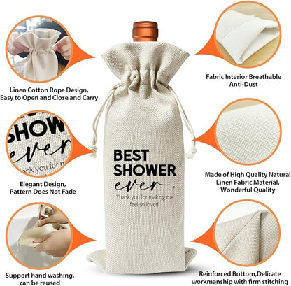 Bridal or Baby Shower Host Gift Wine Bag, Appreciation Christening Thank You Gifts For Hostess Bride Women Engagement Wedding Girls Night New Parents Baby, Baby Shower or Bridal Party Gift Favor Decor