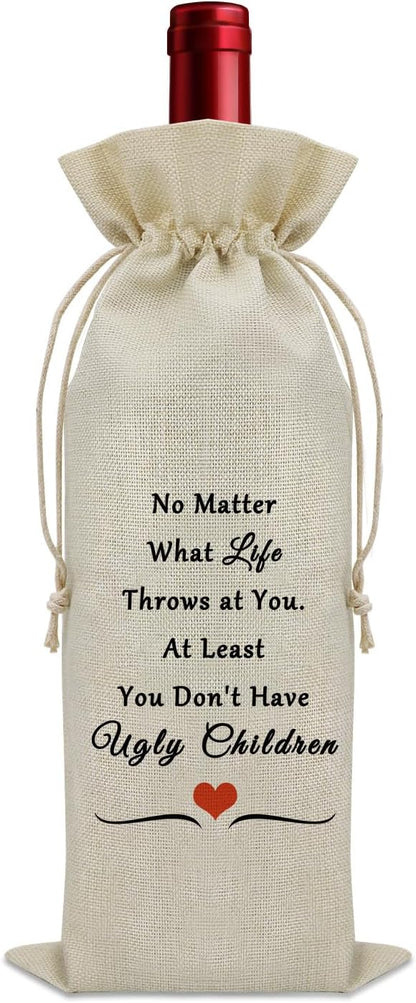 Sazuwu Funny Gifts for Parents from Adult Children Wine Bag Father's Day Gifts for Dad from Son Mother's Day Gifts for Mom from Kids Wine Accessories Gifts for Wine Lovers Birthday Christmas Gifts
