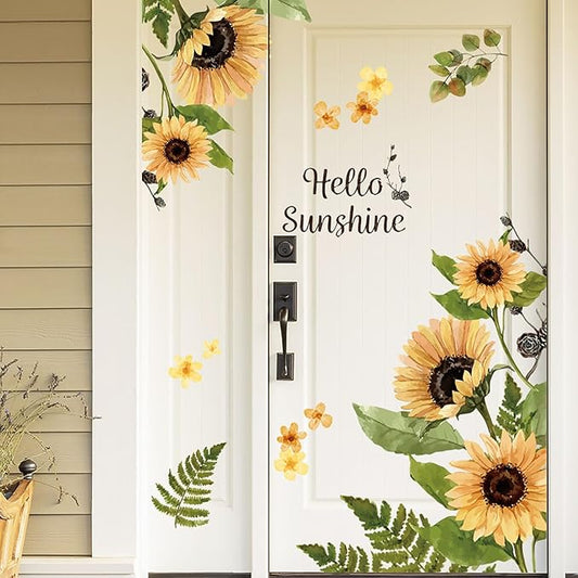 Large Sunflower Wall Decals Garden Yellow Flower Wall Stickers Wall Art Stickers Bedroom Living Room TV Background Wall Decor
