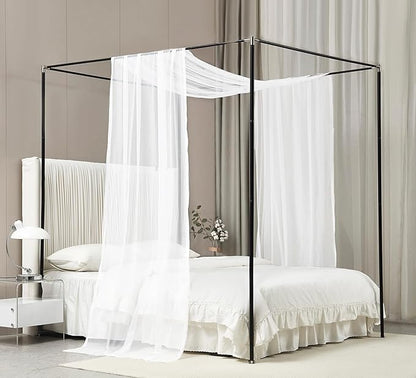Akiky Canopy Bed Curtains White Bed Canopy Drapes Sheer Curtain Bed Scarf 1 Curtains Panel for Full Queen Size Bed décor