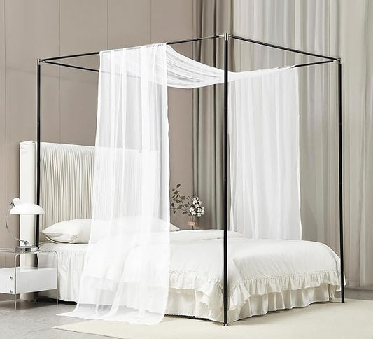 Akiky Canopy Bed Curtains White Bed Canopy Drapes Sheer Curtain Bed Scarf 1 Curtains Panel for Full Queen Size Bed décor