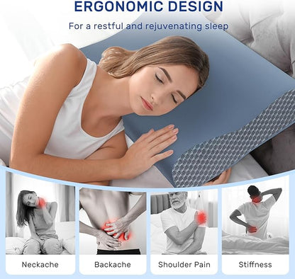 Cooling Pillow for Hot Sleepers Neck Pillow Memory Foam for Pain Relief Bed Pillow for Sleeping Ergonomic Orthopedic Cervical for Neck and Shoulder Pain Side Back Stomach Sleeper-Grey