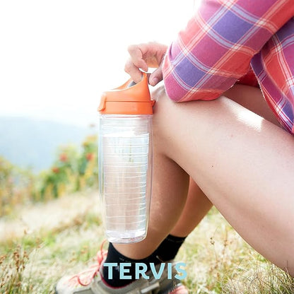 Tervis Softball - All Over Made in USA Double Walled Insulated Tumbler Travel Cup Keeps Drinks Cold & Hot, 24oz Water Bottle - Gray Lid, Classic