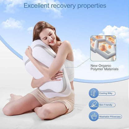 Cervical Neck Pillow, Pillow for Neck Pain Relief, Cooling Contour Memory Foam Pillows, Odorless Ergonomic Neck Pillow Adjustable Orthopedic Bed Pillow for Side Back Stomach Sleepers with Pillowcase