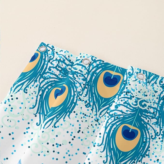 AILONEN Peacock Shower Curtain for Girls,Beautiful Green Peacock Bath Curtain for Kids Women,Peacock Feather Print Waterproof Shower Curtain for Bathroom Decor with 12 Plastic Hooks, 72" W*78" H