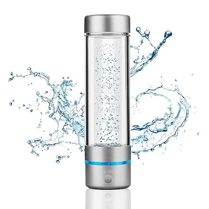 Hydrogen Sport Water Bottle, Professional Hydrogen-Rich Water Generator with SPE and PEM, 320ml 5000PPB Dual Mode Hydrogen Water Maker ionized for Travel Hiking Swimming