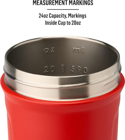 BlenderBottle Strada Twist Cap Shaker Cup Insulated Stainless Steel Water Bottle with Wire Whisk, 24-Ounce, Plum