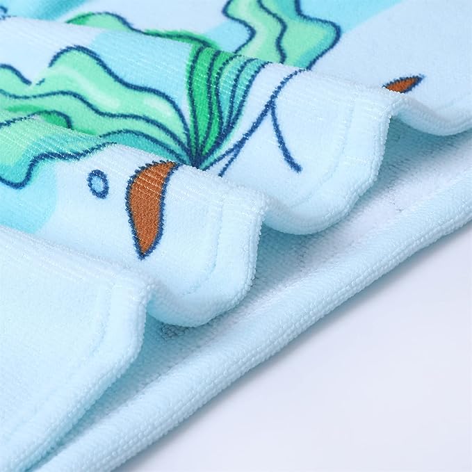 Kids Beach Towels with Hood Toddlers Hooded Towel Poncho Swim Cover-ups with Drawstring Bag (Blue Shark (24x24 inches))