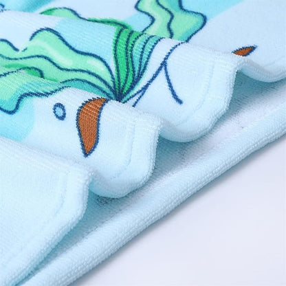 Kids Beach Towels with Hood Toddlers Hooded Towel Poncho Swim Cover-ups with Drawstring Bag (Blue Shark (24x24 inches))