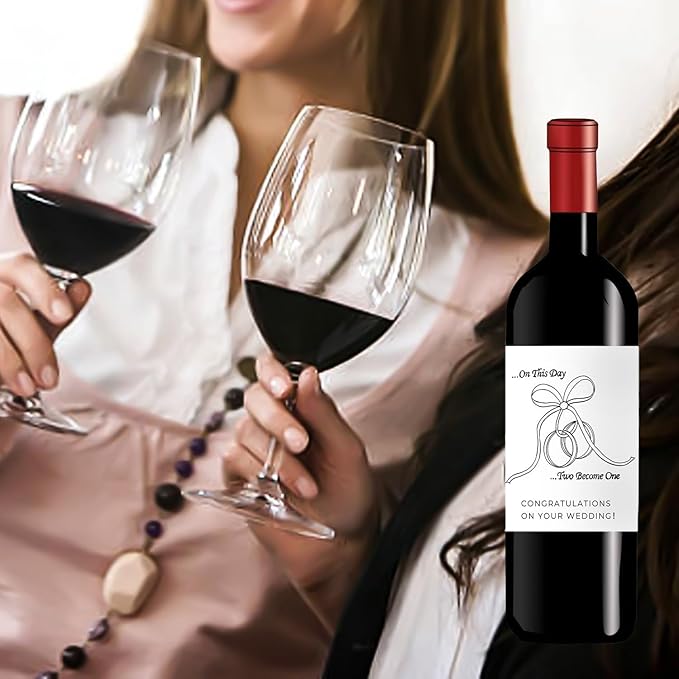 24Pcs Wedding Wine Bottle Label, Engagement Wine Bottle, Wedding Gift for Couple, for Her, for Him, Newly Engaged Unique Funny Gift, Pairs Well with Getting Married Wine Bottle Label