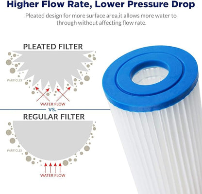 Membrane Solutions 5 Micron Pleated Polyester Sediment Water Filter 10"x2.5" Replacement Cartridge Universal Whole House Pre-Filter Compatible with W50PE, WFPFC3002, SPC-25-1050, FM-50-975 - 4 Pack
