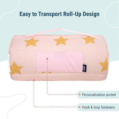 Wildkin Original Nap Mat with Reusable Pillow for Boys & Girls, Ideal for Sleepovers, Equipped with Hook & Loop Fastener, Made from Cotton Blend Materials - Nap Mat for Kids