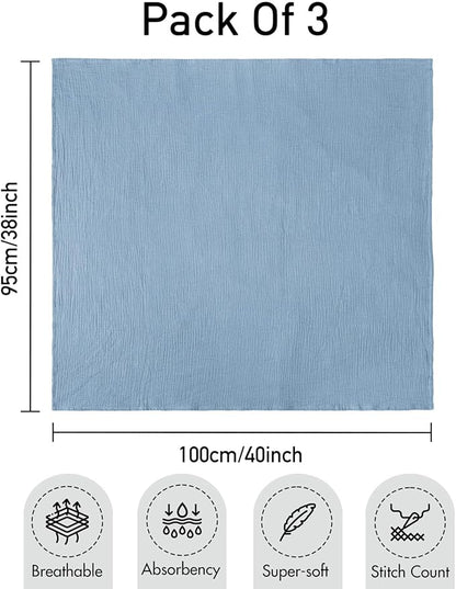 GLLQUEN BABY Muslin Swaddle Blankets for Boys and Girls, 3-Pack Baby Blankets for Girl Boy, Newborn Receiving Blanket, Baby Swaddle Blanket Unisex, Baby Essentials, Registry & Gift