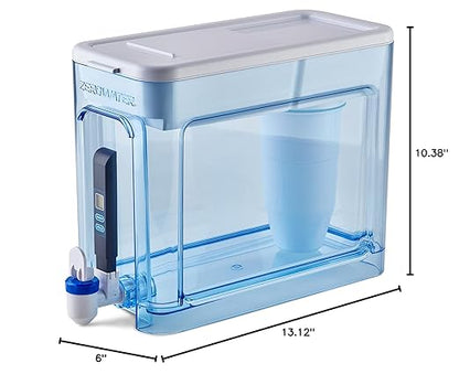 Culligan ZeroWater 32-Cup Ready-Read 5-Stage Water Filter Dispenser with 5-Stage 0 TDS Water Filter – IAPMO Certified to Reduce Lead, Chromium, and PFOA/PFOS