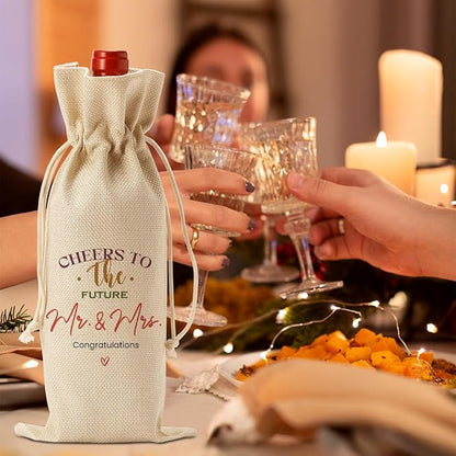 Wedding Shower Gifts Wine Bag, Bridal Shower Wedding Gifts, Bridal Shower Party Favors Wine Bags, Mr And Mrs Wedding Gifts, Cheers To The Future Mr And Mrs Wine Bottle Bag