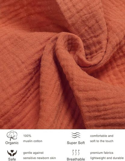 28" x 52" Rust Muslin Crib Sheets, 100% Cotton Baby Crib Sheet Neutral, Fitted Crib Mattress Sheets for Boy, Girl (46C-04)