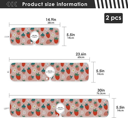 Kitchen Faucet Absorbent Mat,Strawberry Summer Berry Water Splash Guard for Sink, Faucet Drip Catcher Thicken Sponge Microfiber Faucet Water Catcher Mat Sink Absorbent Mat for Kitchen 30x5in 2 Pack