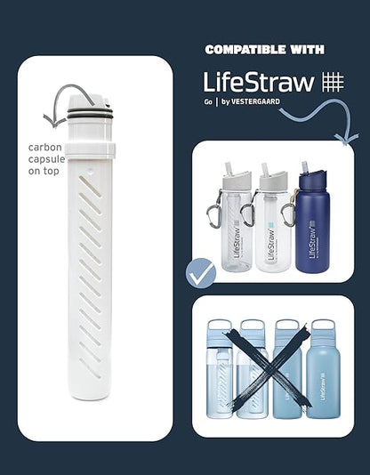 LifeStraw Go Water Bottle 2-Stage Replacement Filter, White