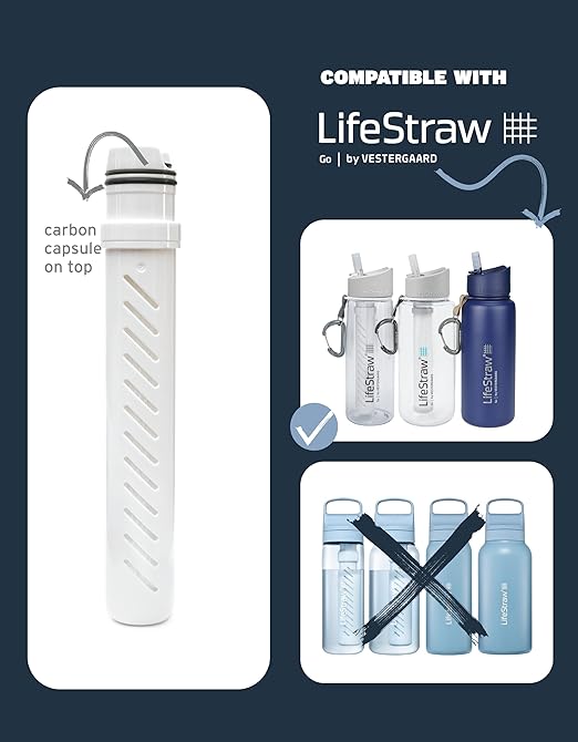 LifeStraw Go Water Bottle 2-Stage Replacement Filter, White
