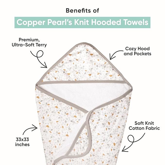Copper Pearl Hooded Bath Towels Premium Knit/Terry Cloth Baby Towels with Hood, Pockets, and Cool Designs - Great to Gift and Make Bath Time Fun - Baby Bath Towel, Marigold