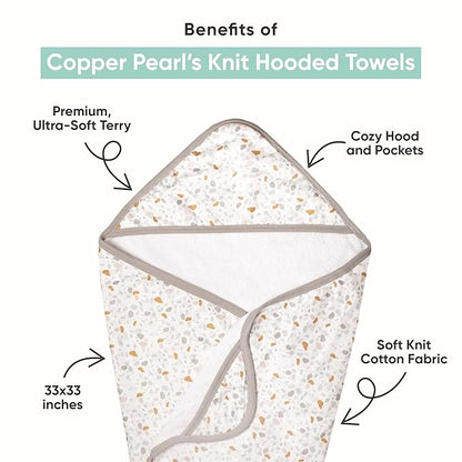 Copper Pearl Hooded Bath Towels Premium Knit/Terry Cloth Baby Towels with Hood, Pockets, and Cool Designs - Great to Gift and Make Bath Time Fun - Baby Bath Towel, Marigold