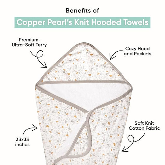 Copper Pearl Hooded Bath Towels Premium Knit/Terry Cloth Baby Towels with Hood, Pockets, and Cool Designs - Great to Gift and Make Bath Time Fun - Baby Bath Towel, Camel Stripe