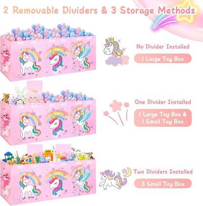 Extra Large Toy Chest, Collapsible Sturdy Toy Storage Organizer with Lids, 41"X14"X16"Large Kids Toy Box Chest, Kids Storage Bins Basket for Girls, Boys, Kids, Nursery, Playroom, Pink