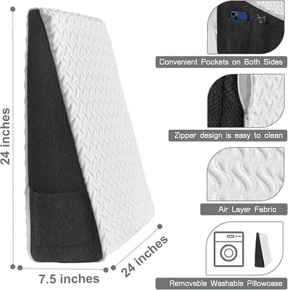 Cosmoluxe 7.5" Bed Wedge Pillow with Cooling Memory Foam Top, Triangle Pillow for Acid Reflux, Heartburn, Snoring, and GERD Relief, Headboard Wedge to Reduce Neck and Back Pain