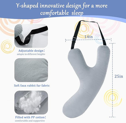 BALAPET Travel Pillow Y-Shaped Car Headrest Pillow for Sleeping,Head and Body Support Washable and Removable Soft Sleeping Travel Pillow Fixed on The seat Neck Pillow for Long-Distance Travel