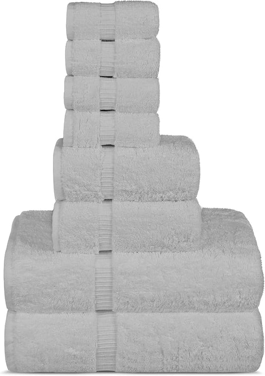Chakir Turkish Linens | Hotel & Spa Quality 100% Cotton Premium Turkish Towels | Soft & Absorbent (8-Piece Towel Sets, White)
