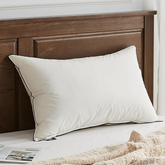 APSMILE Deep Sleep Queen Size Feather Pillows, Hotel Collection AirF™ Goose Down Pillow Inserts with Organic Cotton Cover, Soft Bed Pillows for Sleeping (White, 20"x30")