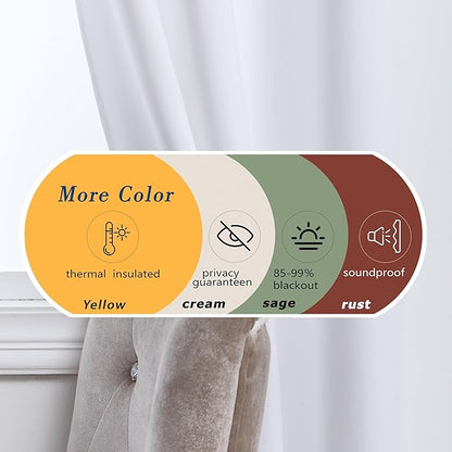 Mrs.Naturall White Curtains 102 Inches Long for Living Room 2 Panels Set,Grommet Thermal Insulating Block Sun 60% Blackout Height High Ceiling to Floor Length Curtains for Bedroom Sliding Door
