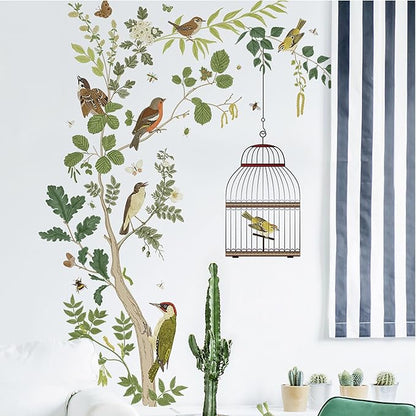 Branch Vine Birdcage Wall Sticker Hanging Grey Vine Wall Decals Decals Branch Vine Wall Decals DIY Art Decor for Bedroom Study Living Room TV Wall