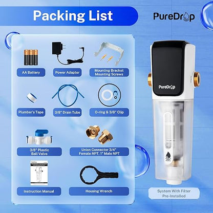 PDR-ARB50WSP Spin Down Sediment Water Filter, Auto Flushing Module with Touch-Screen, Reusable Whole House Sediment Filter for Well Water w/Scraper, 50-Micron Prefilter Filtration System