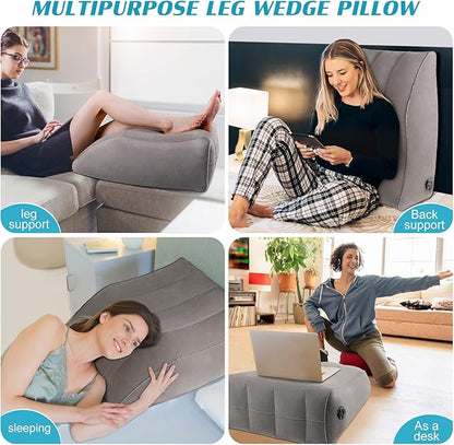 Wedge Pillow for Sleeping - Inflatable Leg Elevation Pillow for Swelling,Circulation,Leg & Back Pain Relief,Leg Support Polyvinyl Chloride Pillow for After Aurgery,Hip,Foot,Ankle Recovery