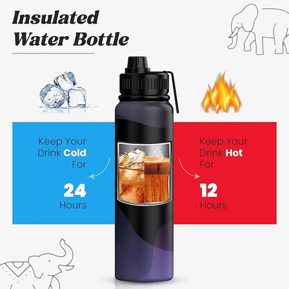 Insulated Water Bottle - Leak-Proof, BPA-Free, Wide Mouth, Sports, Gym, Travel, Stainless Steel Vacuum Insulated Bottle (Red) 34OZ