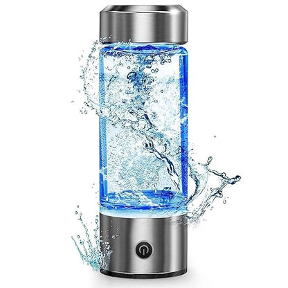 Hydrogen Water Bottle, Hydrogen Water, Portable Hydrogen Water Machine, Hydrogen Water Bottle Generator, Hydrogen Water Ionizer Glass Health Cup (Silver)
