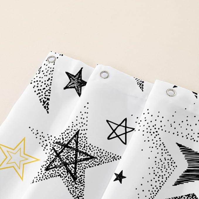AILONEN Star Shower Curtain, Grey and Gold Tie Dye Star Bathroom Curtain,Minimalist Shower Curtain 72" W*78" H Polyester Waterproof Bathroom Curtain with 12 Hooks