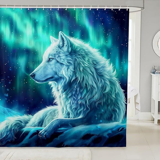 Feelyou Kids Wolves Shower Curtain Wolves Howling Bath Curtain for Kids Wolf Bathroom Shower Curtain Set Blue Wolf Kids Bathroom Accessories Wolf Life 72"x84"